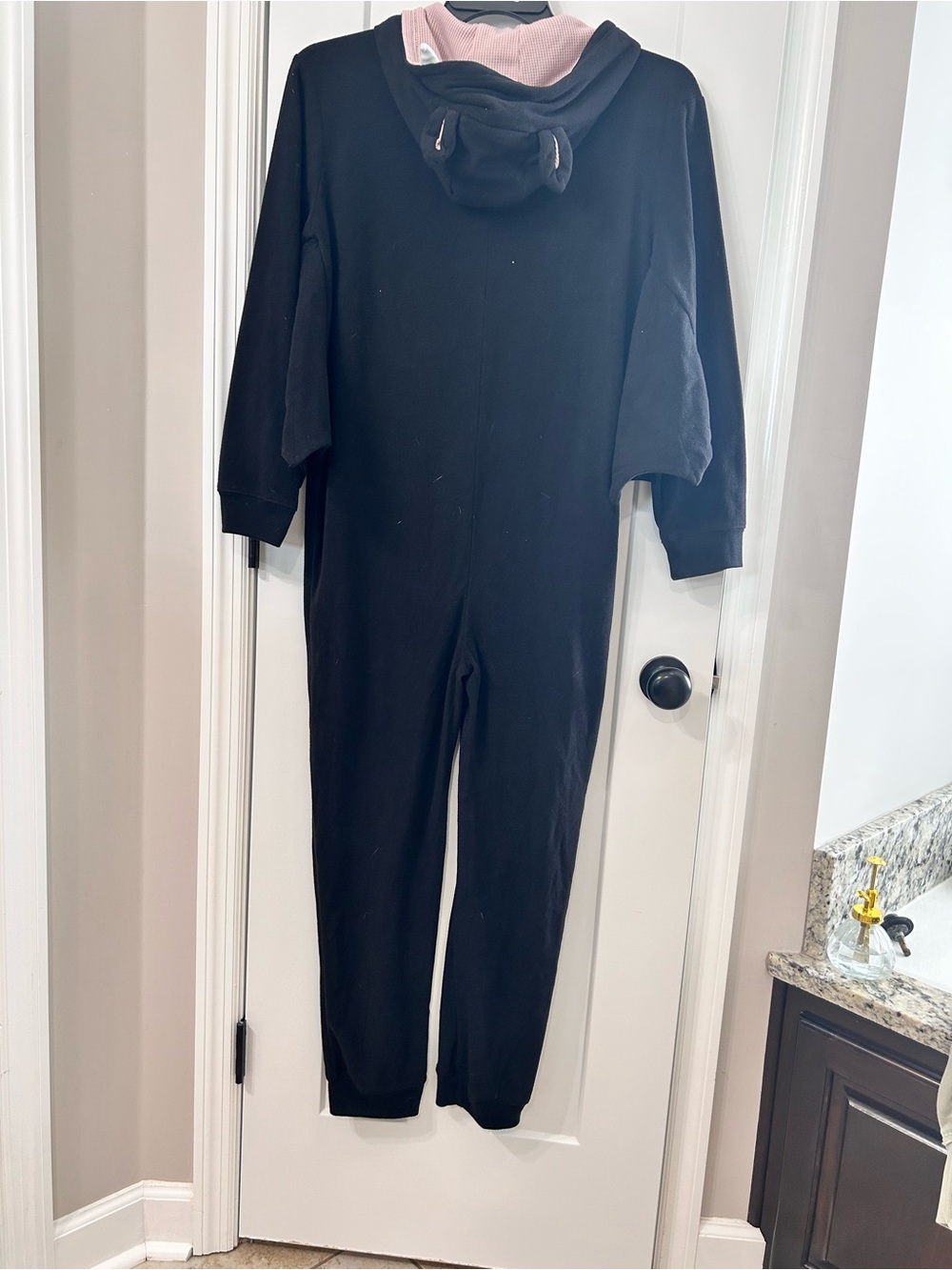 Old Navy Black Bat Kids Hoodie Onesie with Pink Ear Lining - Picture 6 of 7